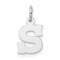 Sterling Silver Small Block Initial Letter S Charm Jewerly 16mm x 10mm